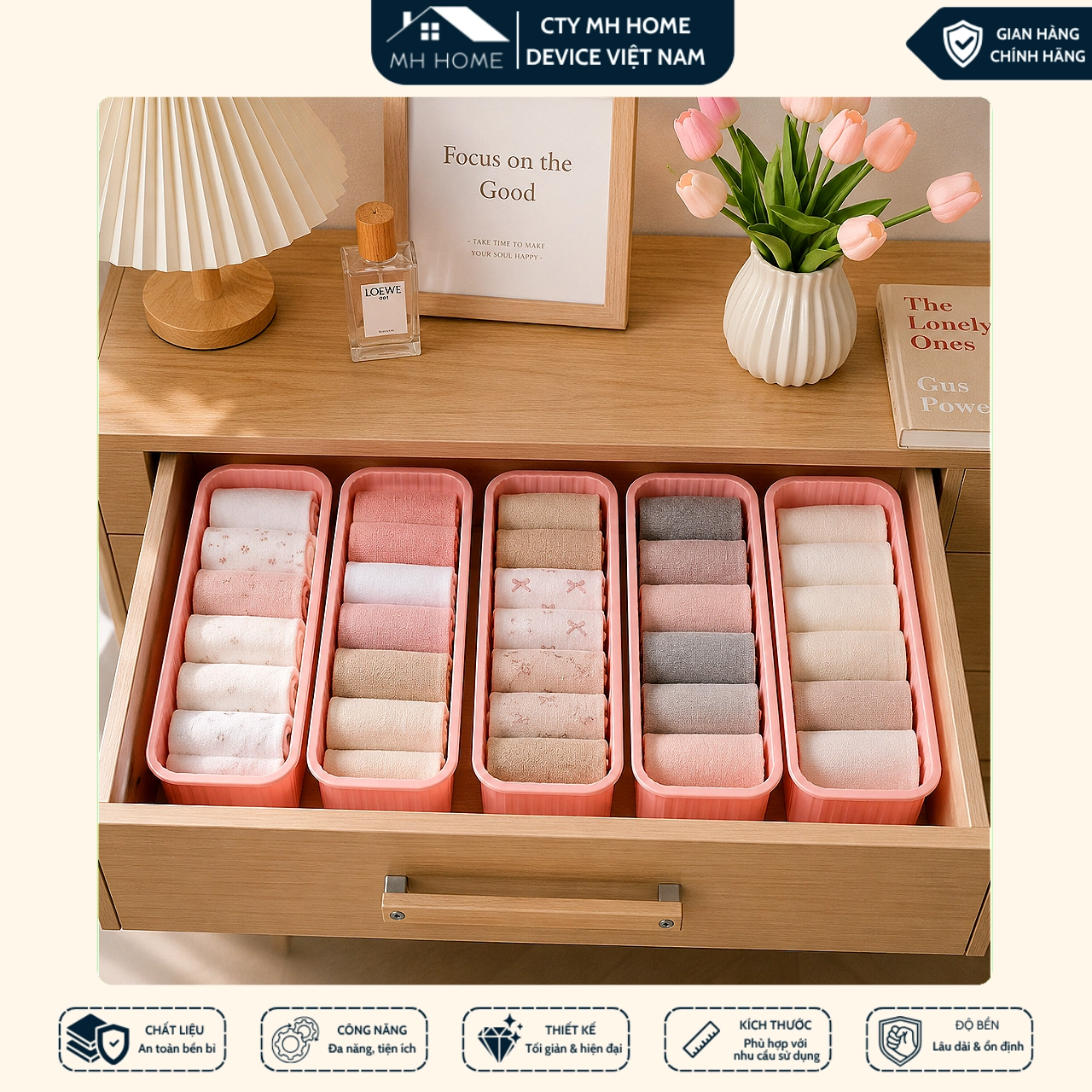 Combo 5 Hộp Nhựa Đựng Đồ 5 Ngăn Phong Cách Pastel Hàn Quốc Siêu Xinh Đa Năng Giúp Sắp Xếp Gọn Gàng Mọi Không Gian